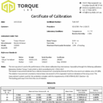 ISO 6789 torque wrench certification declaration of conformance certificate
