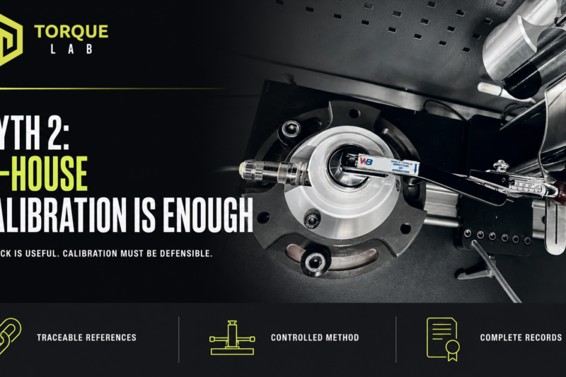 Deflecting-beam torque wrench installed on a controlled calibration loader