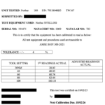 Dodgy Torque Wrench Calibration Certificate