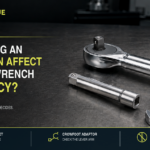 Torque wrench extension accuracy shown with an enlarged torque wrench, straight socket extension and crowfoot adaptor