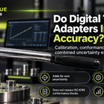 Digital torque adaptor fitted to a torque wrench, illustrating accuracy, calibration, conformance checks and measurement uncertainty.