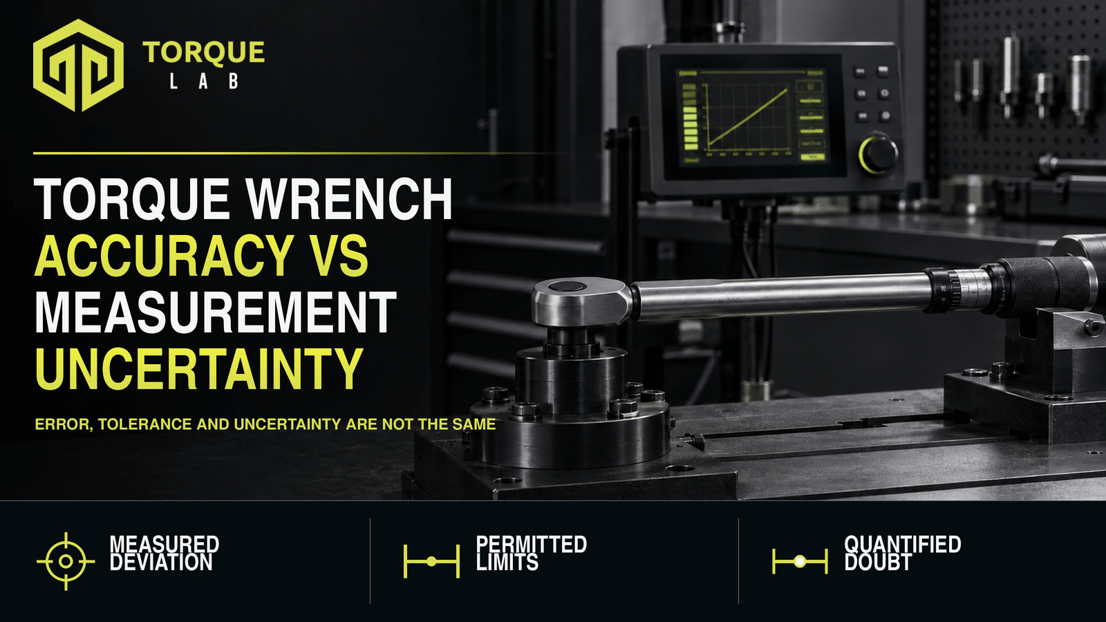 Torque wrench accuracy vs uncertainty shown using a wrench mounted in a professional calibration system